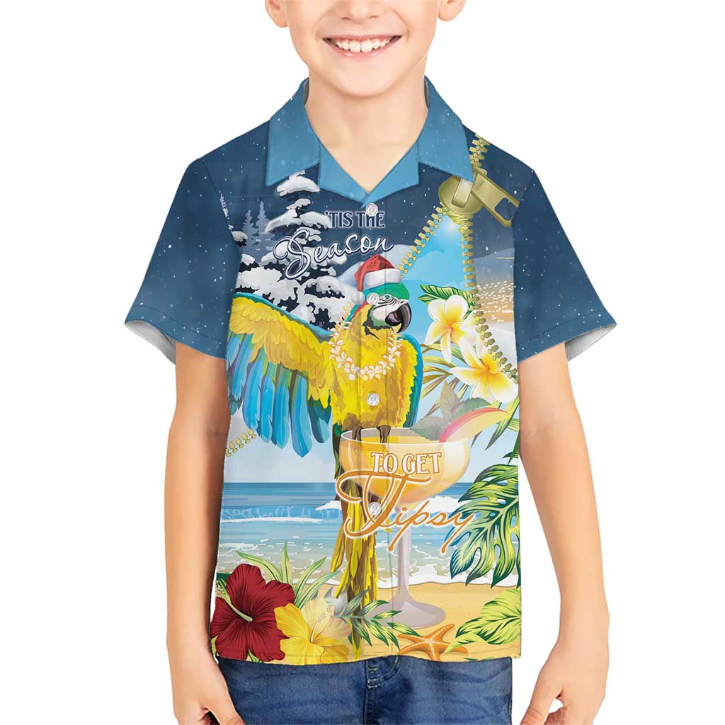Funny Tropical Christmas Hawaiian Shirt Tis The Season To Get Tipsy - Wonder Print Shop