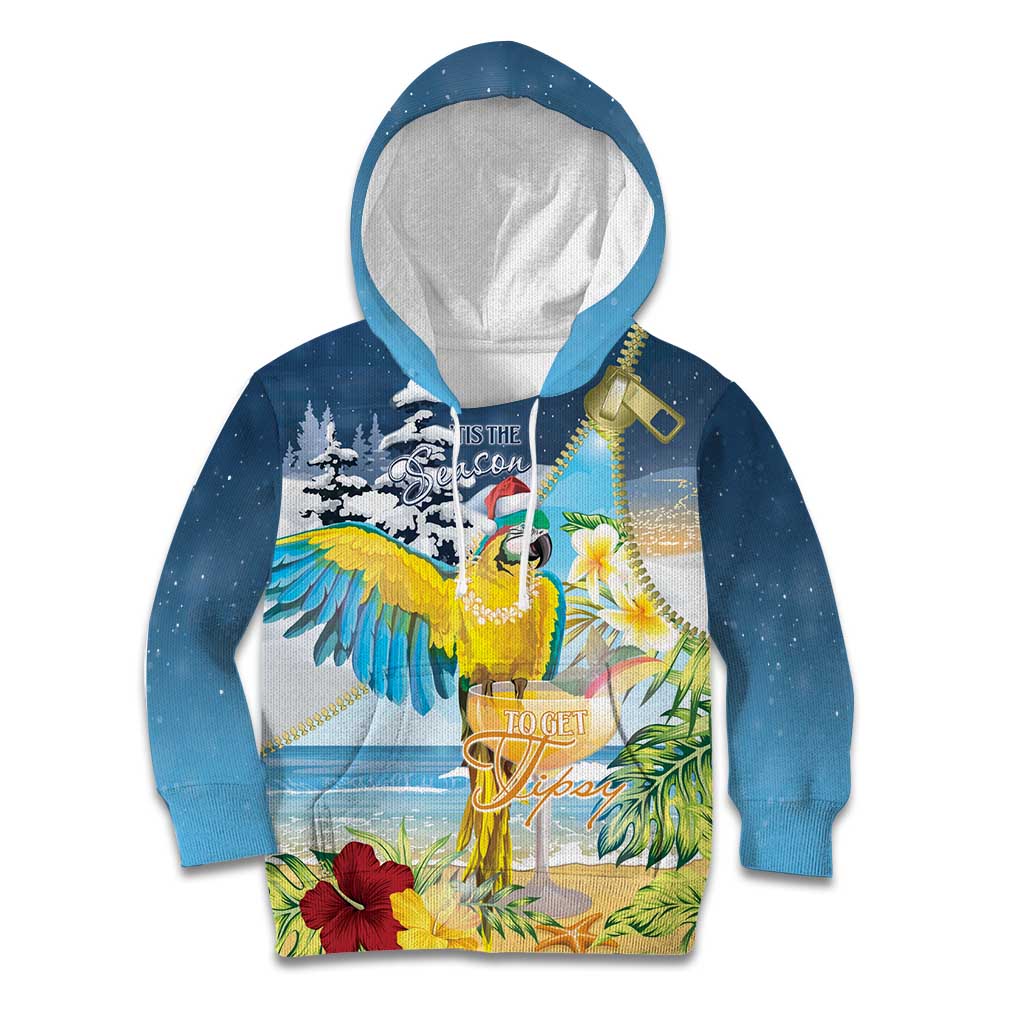 Funny Tropical Christmas Kid Hoodie Tis The Season To Get Tipsy - Wonder Print Shop