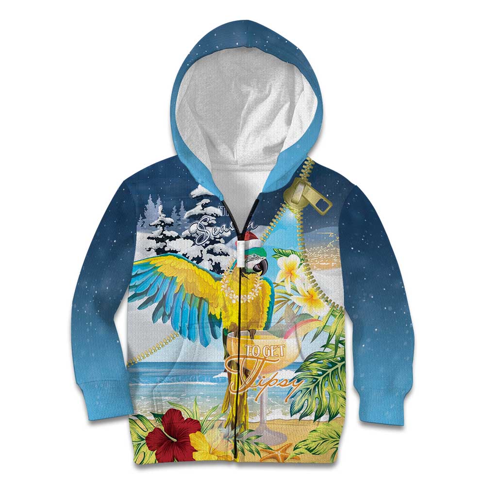 Funny Tropical Christmas Kid Hoodie Tis The Season To Get Tipsy - Wonder Print Shop