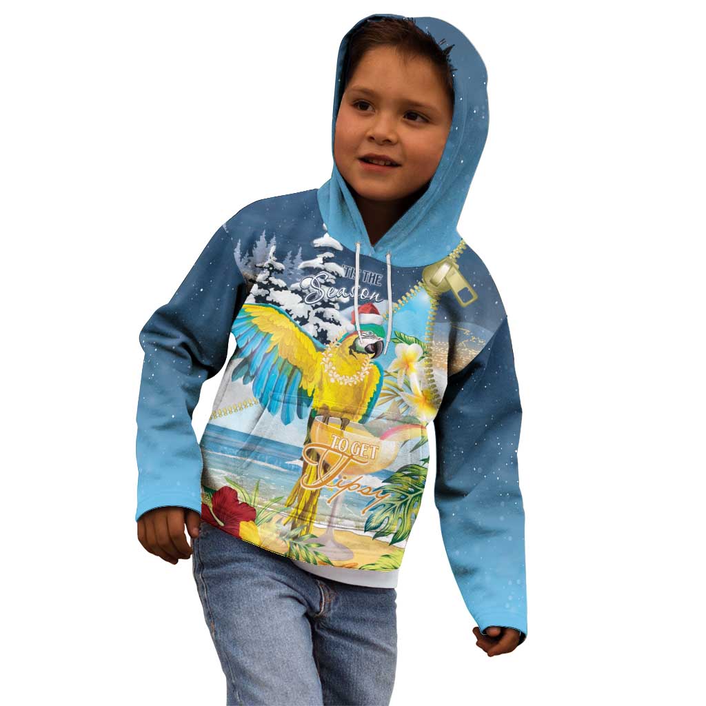 Funny Tropical Christmas Kid Hoodie Tis The Season To Get Tipsy - Wonder Print Shop