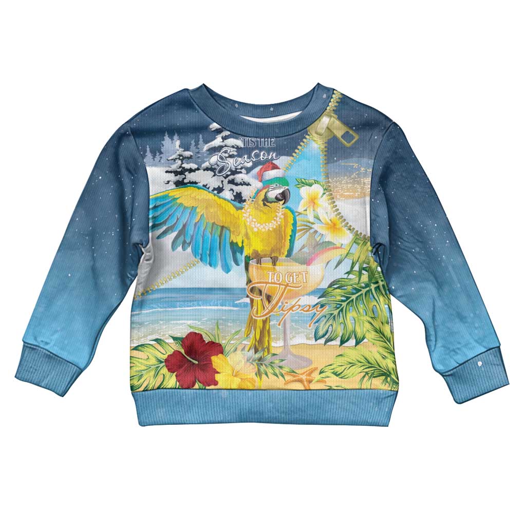 Funny Tropical Christmas Kid Ugly Christmas Sweater Tis The Season To Get Tipsy - Wonder Print Shop