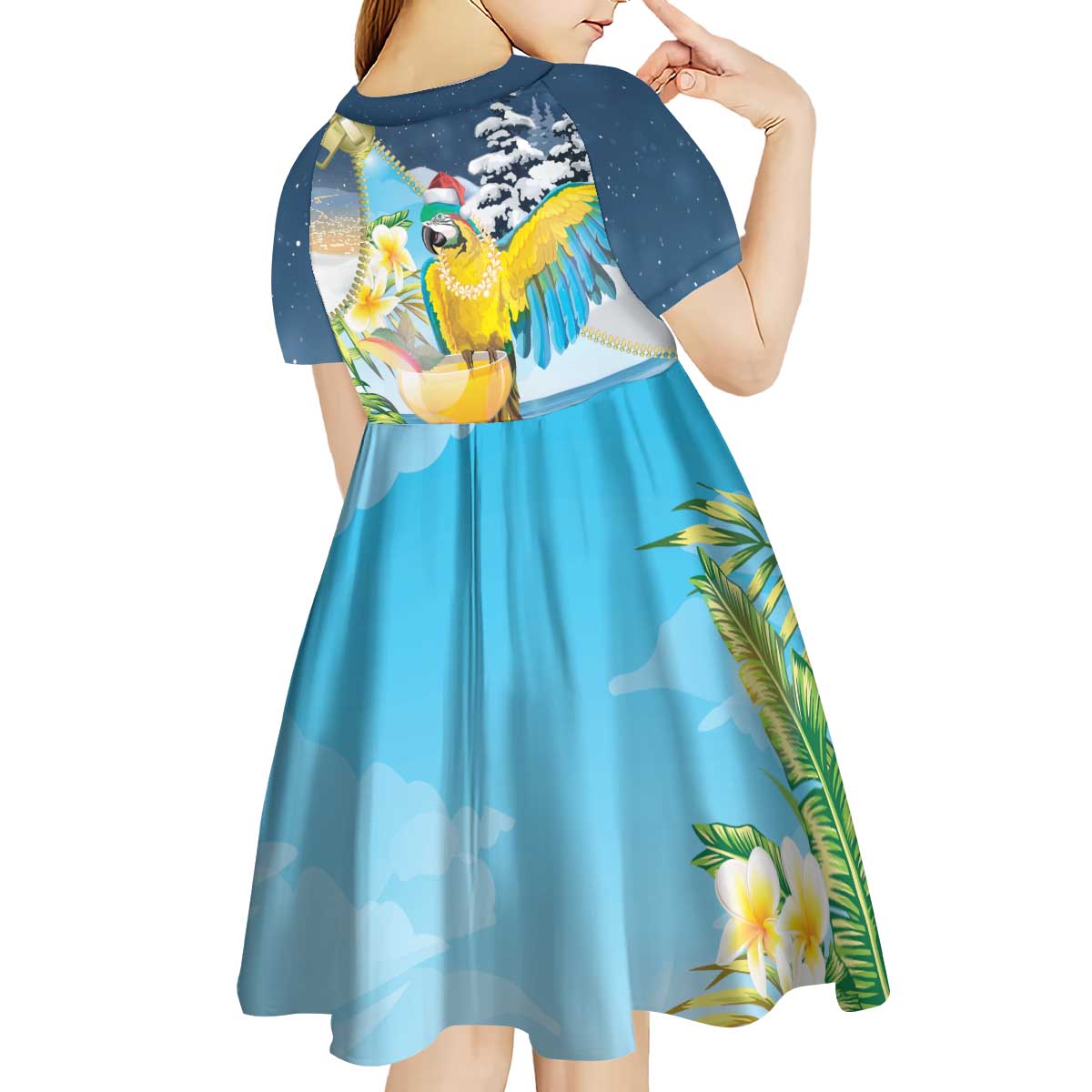 Funny Tropical Christmas Kid Short Sleeve Dress Tis The Season To Get Tipsy - Wonder Print Shop