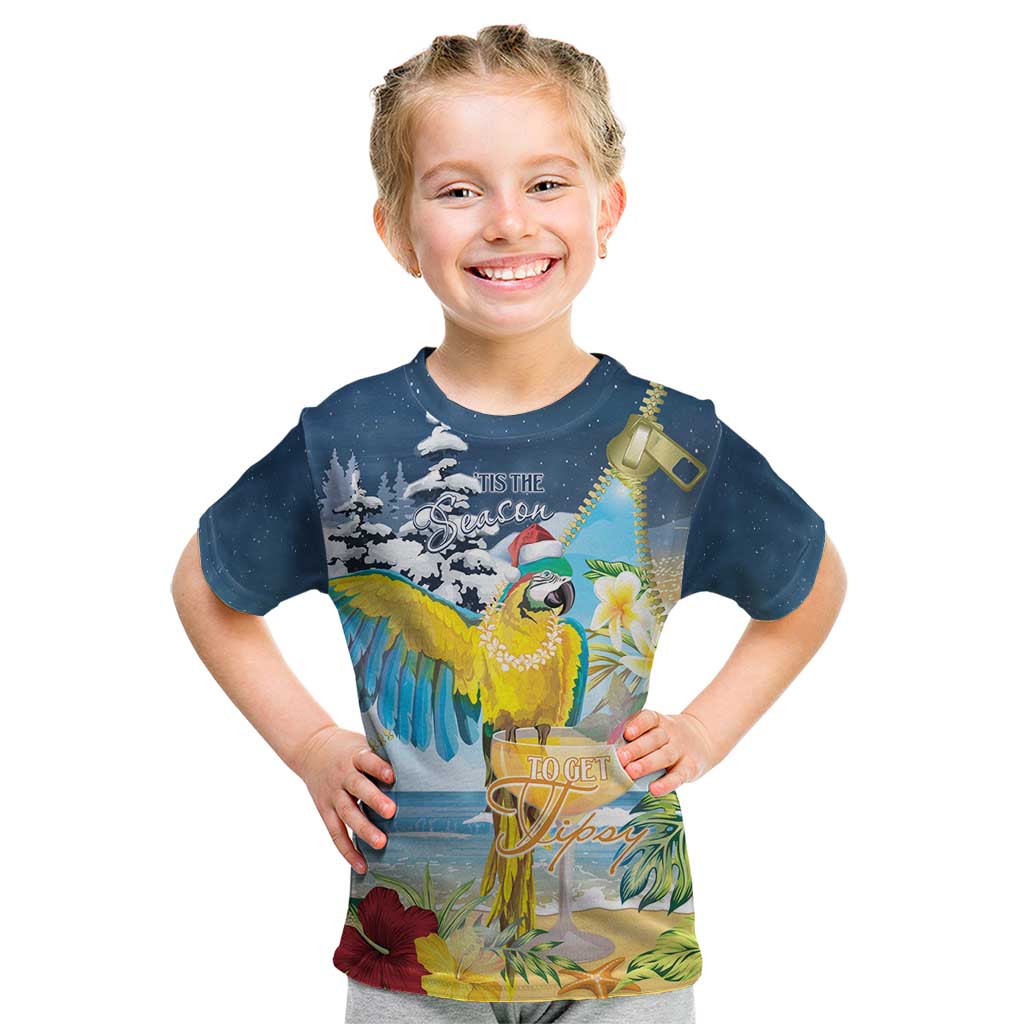 Funny Tropical Christmas Kid T Shirt Tis The Season To Get Tipsy - Wonder Print Shop