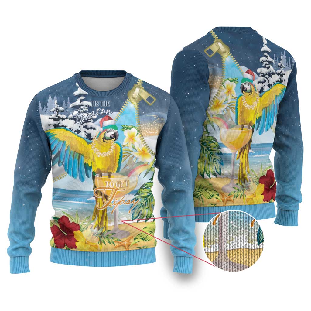 Funny Tropical Christmas Ugly Christmas Sweater Tis The Season To Get Tipsy - Wonder Print Shop