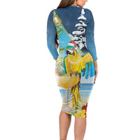 Funny Tropical Christmas Long Sleeve Bodycon Dress Tis The Season To Get Tipsy - Wonder Print Shop