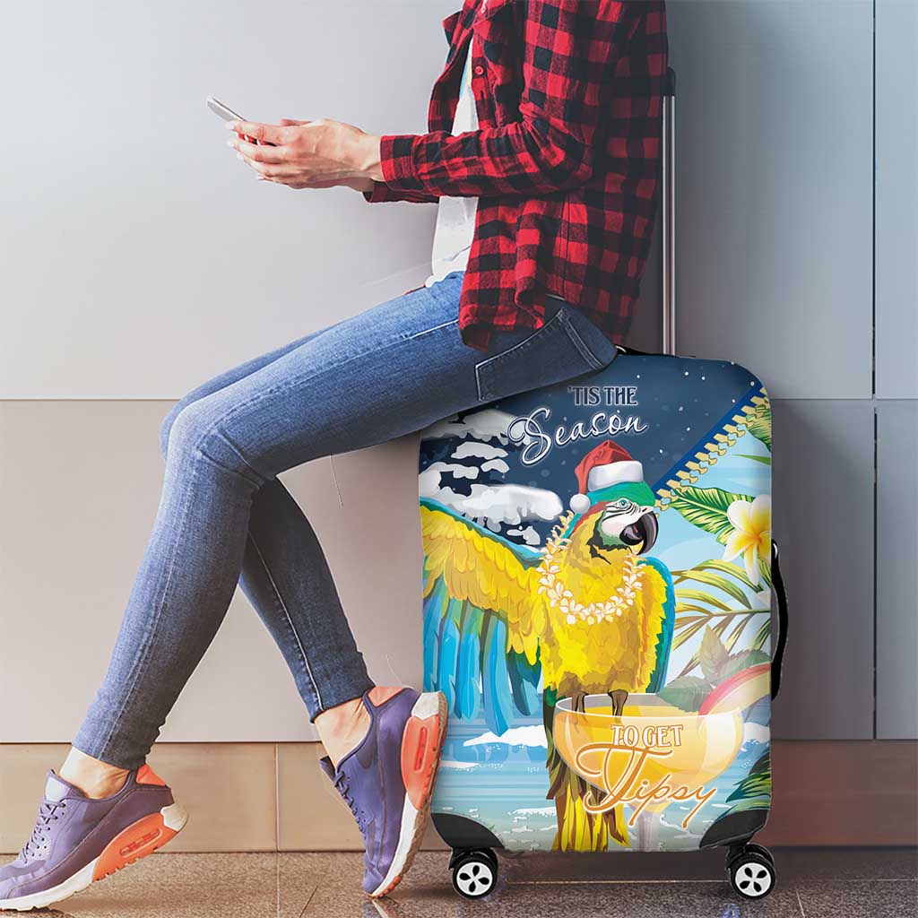 Funny Tropical Christmas Luggage Cover Tis The Season To Get Tipsy - Wonder Print Shop