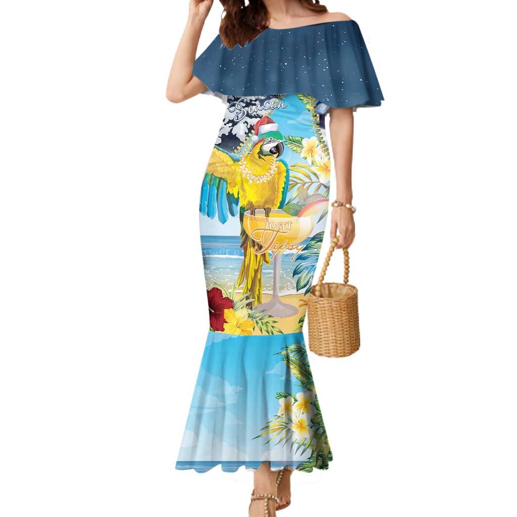 Funny Tropical Christmas Mermaid Dress Tis The Season To Get Tipsy - Wonder Print Shop