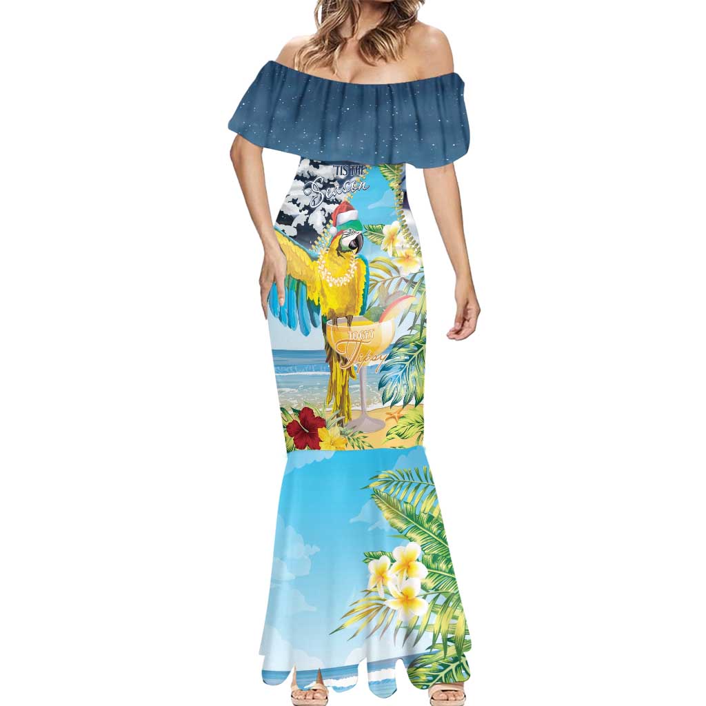 Funny Tropical Christmas Mermaid Dress Tis The Season To Get Tipsy - Wonder Print Shop