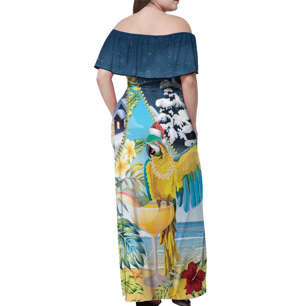 Funny Tropical Christmas Off Shoulder Maxi Dress Tis The Season To Get Tipsy - Wonder Print Shop