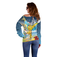 Funny Tropical Christmas Off Shoulder Sweater Tis The Season To Get Tipsy - Wonder Print Shop