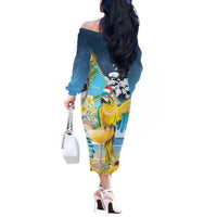 Funny Tropical Christmas Off The Shoulder Long Sleeve Dress Tis The Season To Get Tipsy - Wonder Print Shop