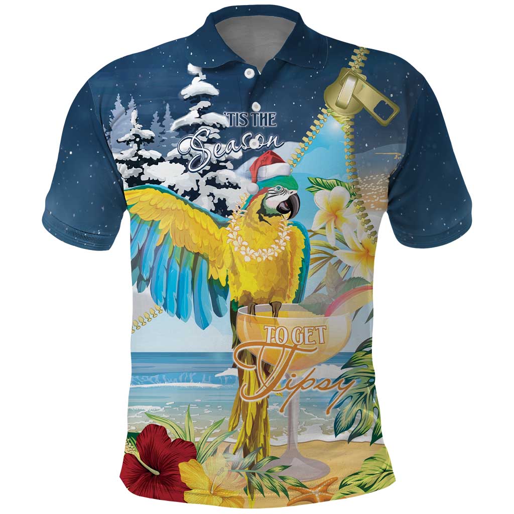 Funny Tropical Christmas Polo Shirt Tis The Season To Get Tipsy - Wonder Print Shop