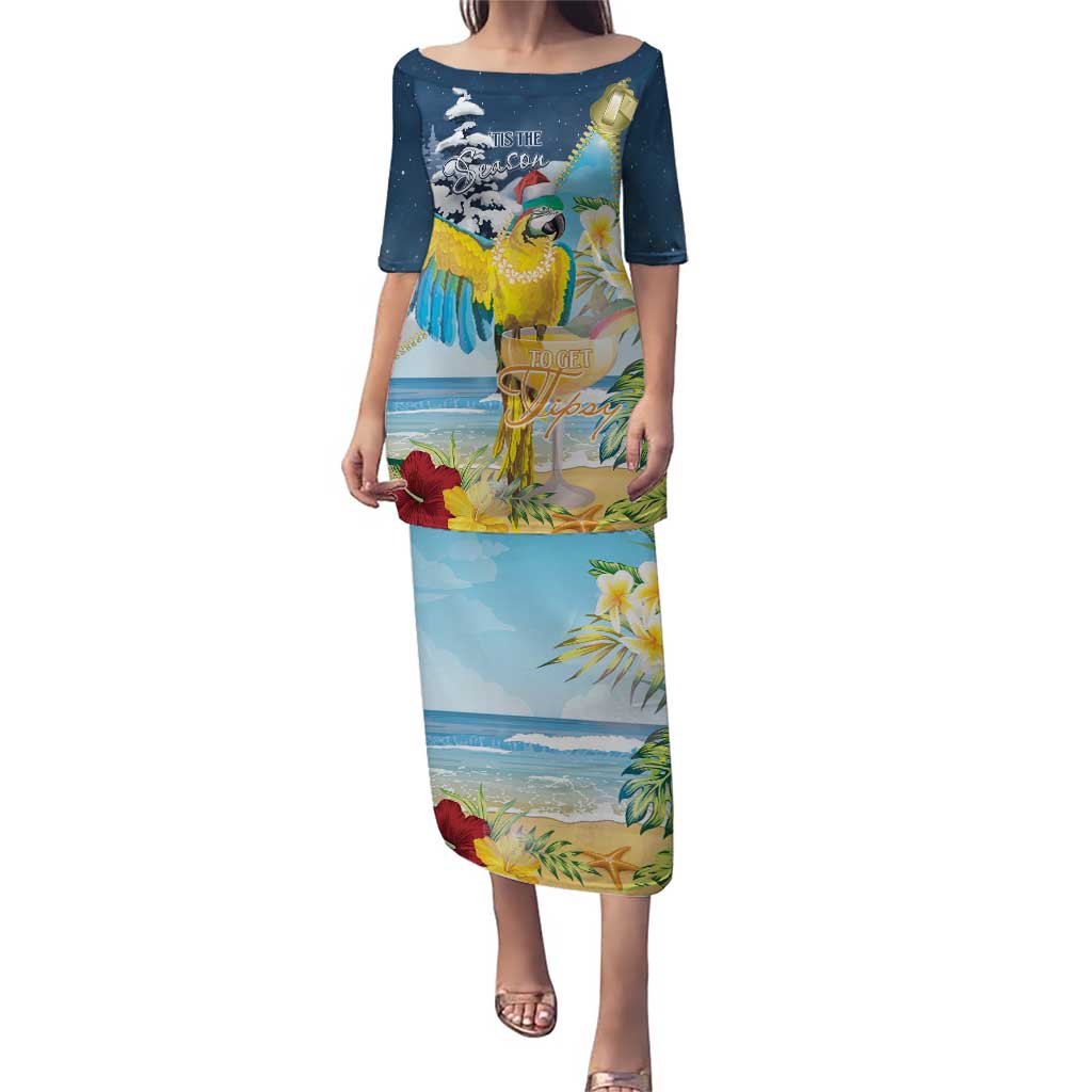 Funny Tropical Christmas Puletasi Tis The Season To Get Tipsy - Wonder Print Shop