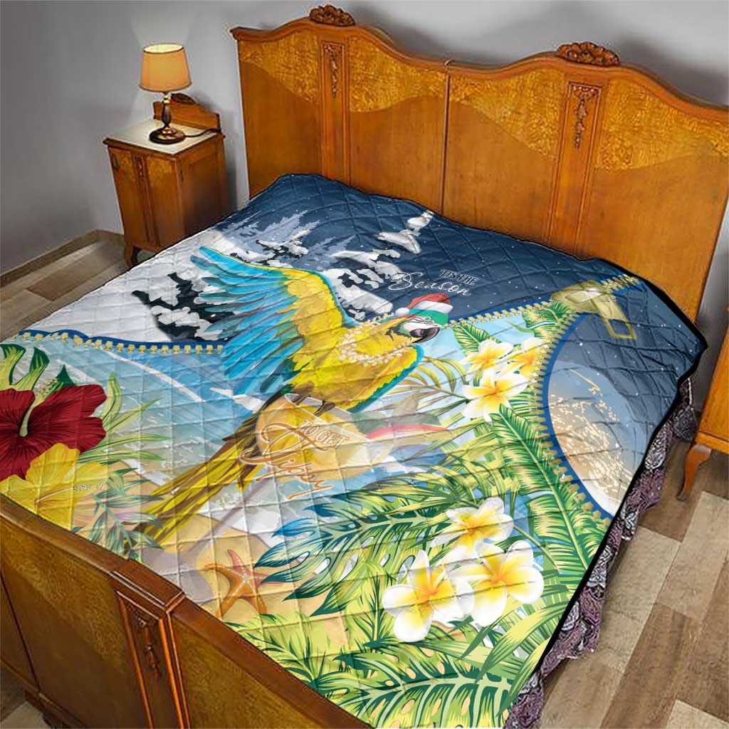 Funny Tropical Christmas Quilt Tis The Season To Get Tipsy - Wonder Print Shop