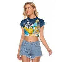 Funny Tropical Christmas Raglan Cropped T Shirt Tis The Season To Get Tipsy - Wonder Print Shop