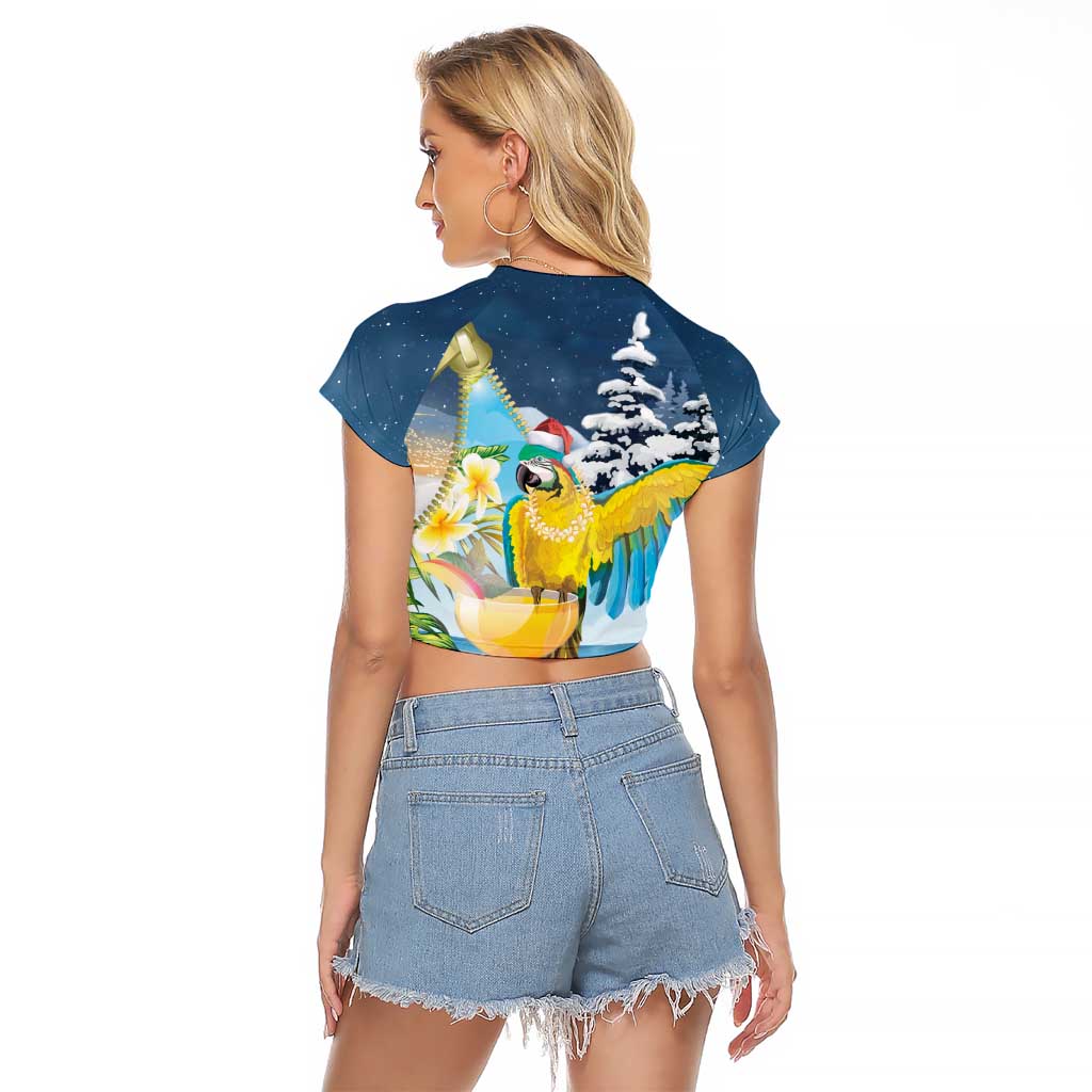Funny Tropical Christmas Raglan Cropped T Shirt Tis The Season To Get Tipsy - Wonder Print Shop