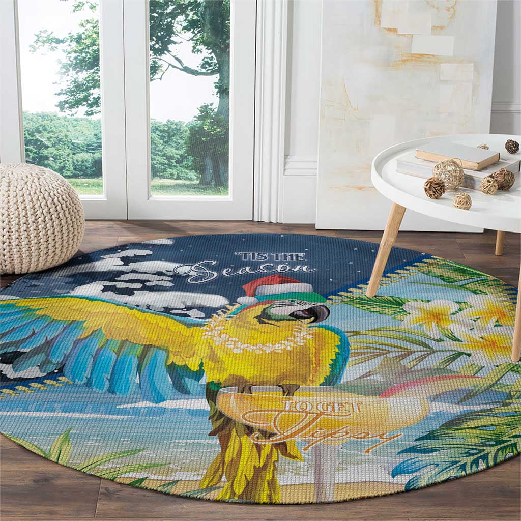 Funny Tropical Christmas Round Carpet Tis The Season To Get Tipsy