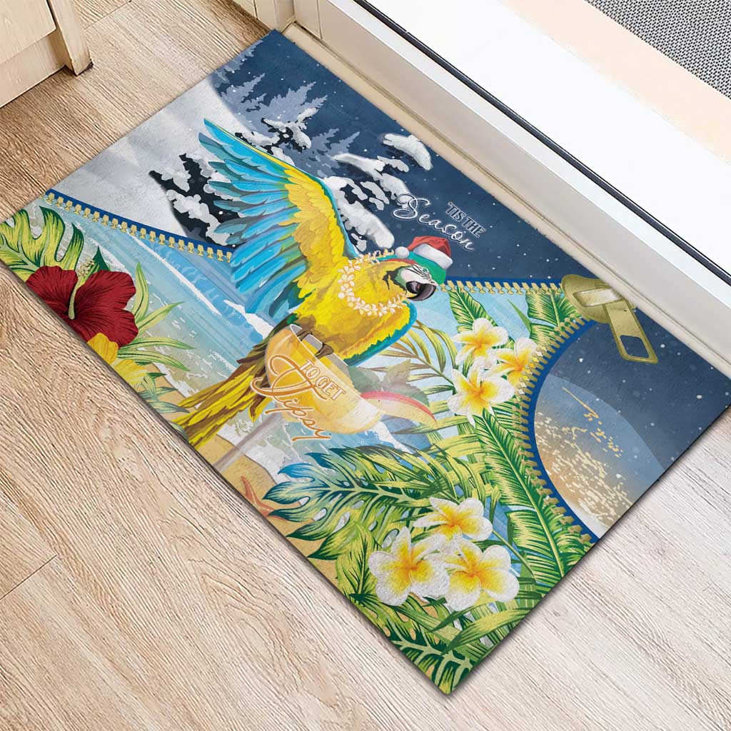 Funny Tropical Christmas Rubber Doormat Tis The Season To Get Tipsy - Wonder Print Shop