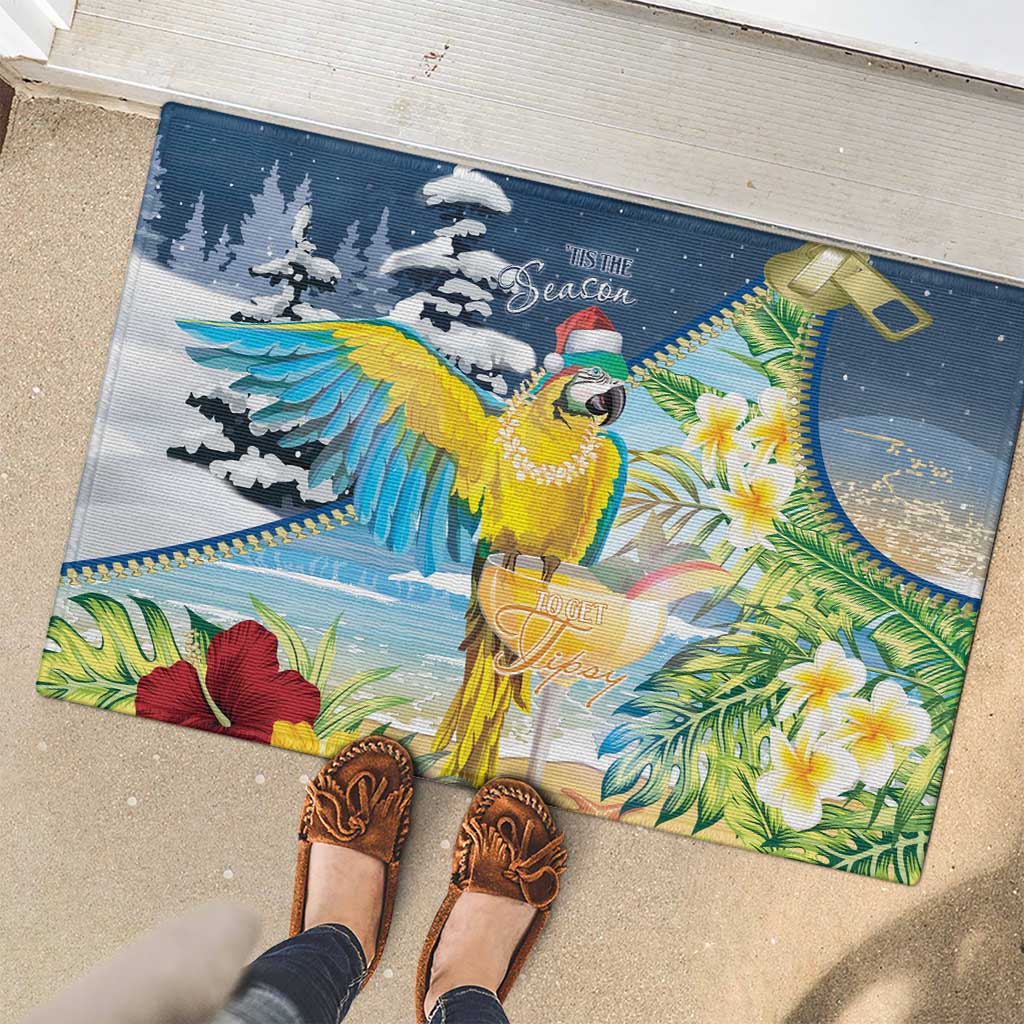 Funny Tropical Christmas Rubber Doormat Tis The Season To Get Tipsy - Wonder Print Shop