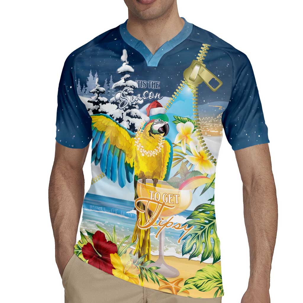 Funny Tropical Christmas Rugby Jersey Tis The Season To Get Tipsy - Wonder Print Shop