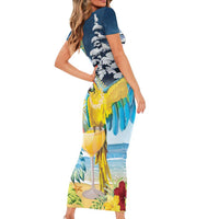 Funny Tropical Christmas Short Sleeve Bodycon Dress Tis The Season To Get Tipsy - Wonder Print Shop