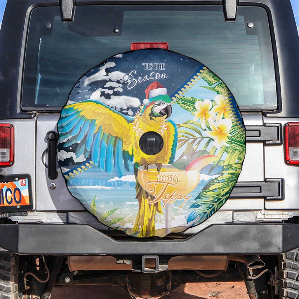 Funny Tropical Christmas Spare Tire Cover Tis The Season To Get Tipsy - Wonder Print Shop