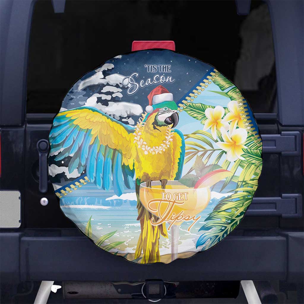 Funny Tropical Christmas Spare Tire Cover Tis The Season To Get Tipsy - Wonder Print Shop