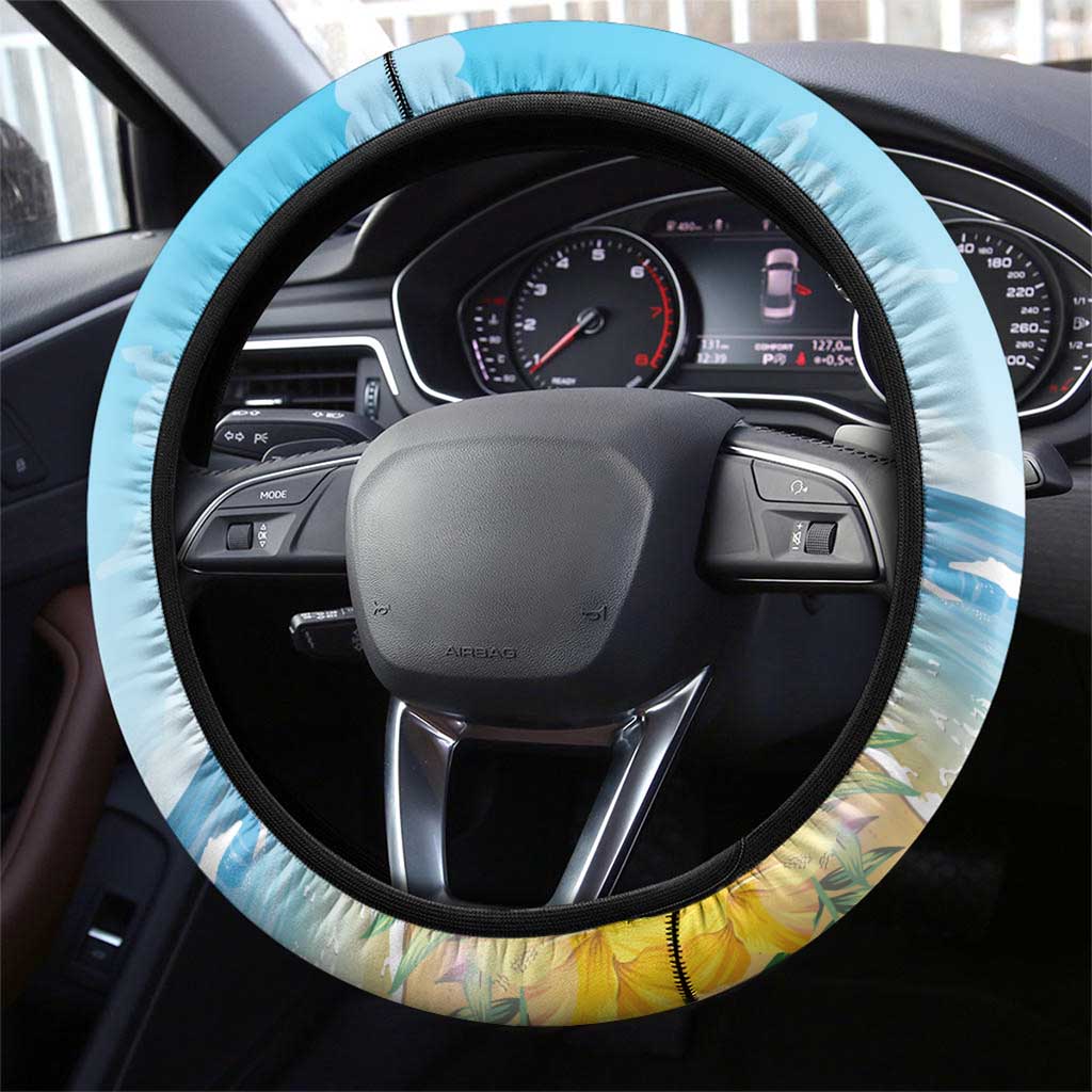 Funny Tropical Christmas Steering Wheel Cover Tis The Season To Get Tipsy - Wonder Print Shop