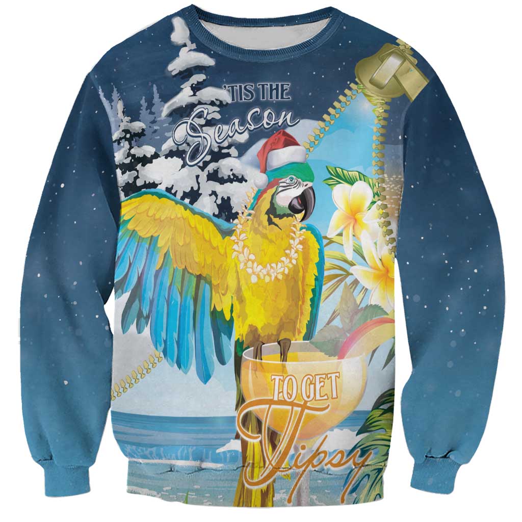 Funny Tropical Christmas Sweatshirt Tis The Season To Get Tipsy - Wonder Print Shop