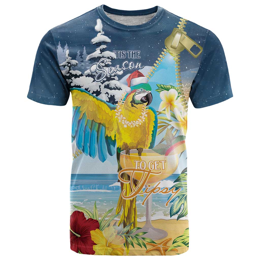 Funny Tropical Christmas T Shirt Tis The Season To Get Tipsy - Wonder Print Shop