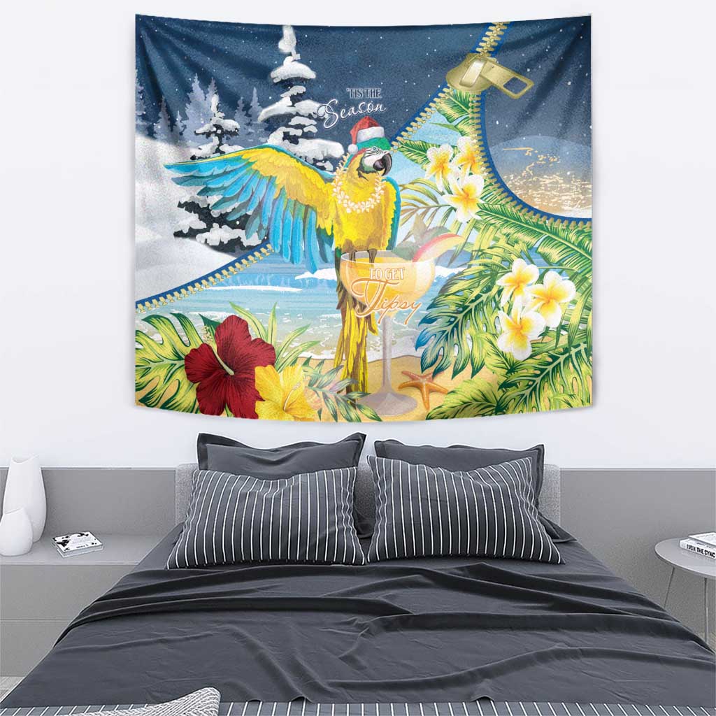 Funny Tropical Christmas Tapestry Tis The Season To Get Tipsy - Wonder Print Shop