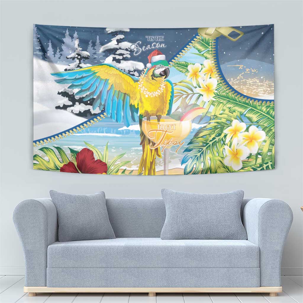 Funny Tropical Christmas Tapestry Tis The Season To Get Tipsy - Wonder Print Shop