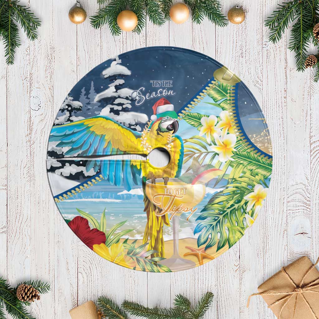 Funny Tropical Christmas Tree Skirt Tis The Season To Get Tipsy - Wonder Print Shop