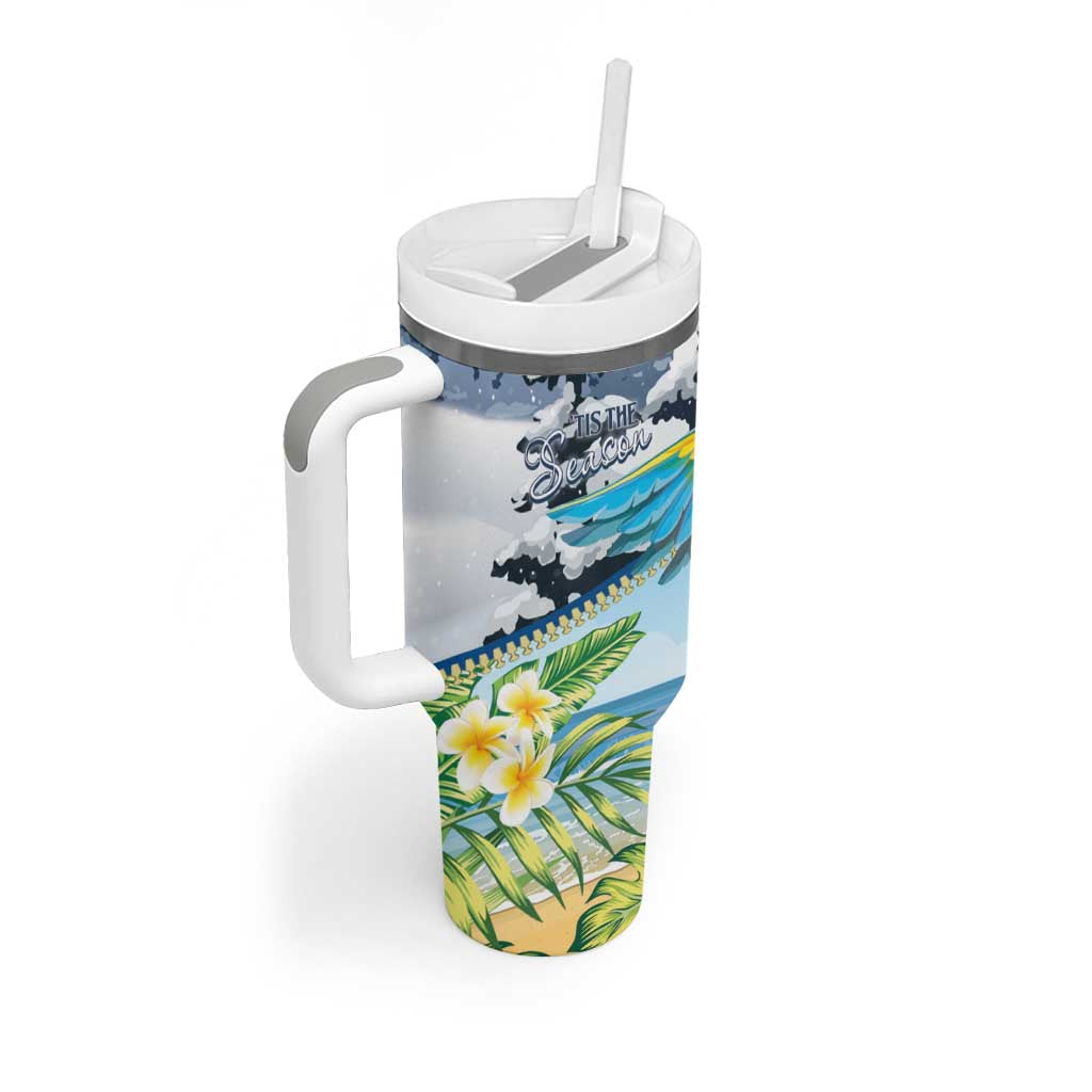 Funny Tropical Christmas Tumbler With Handle Tis The Season To Get Tipsy - Wonder Print Shop