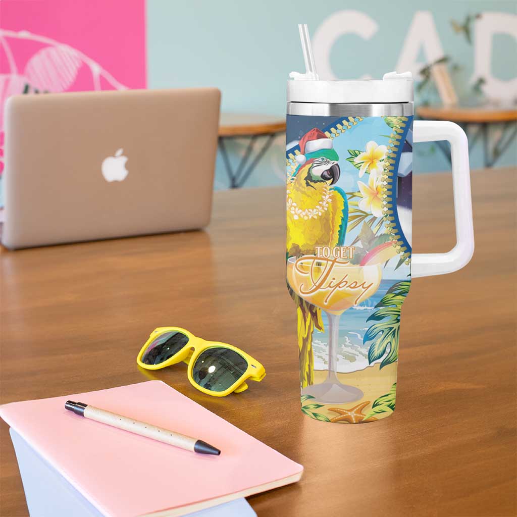 Funny Tropical Christmas Tumbler With Handle Tis The Season To Get Tipsy - Wonder Print Shop