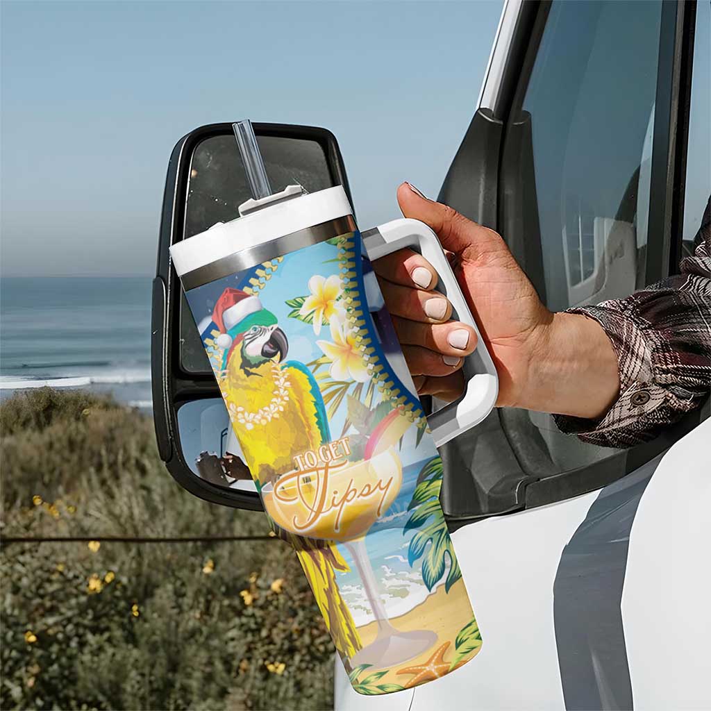 Funny Tropical Christmas Tumbler With Handle Tis The Season To Get Tipsy - Wonder Print Shop