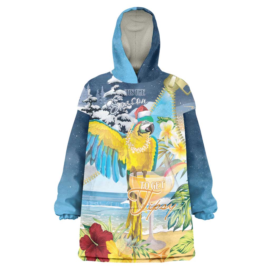 Funny Tropical Christmas Wearable Blanket Hoodie Tis The Season To Get Tipsy - Wonder Print Shop