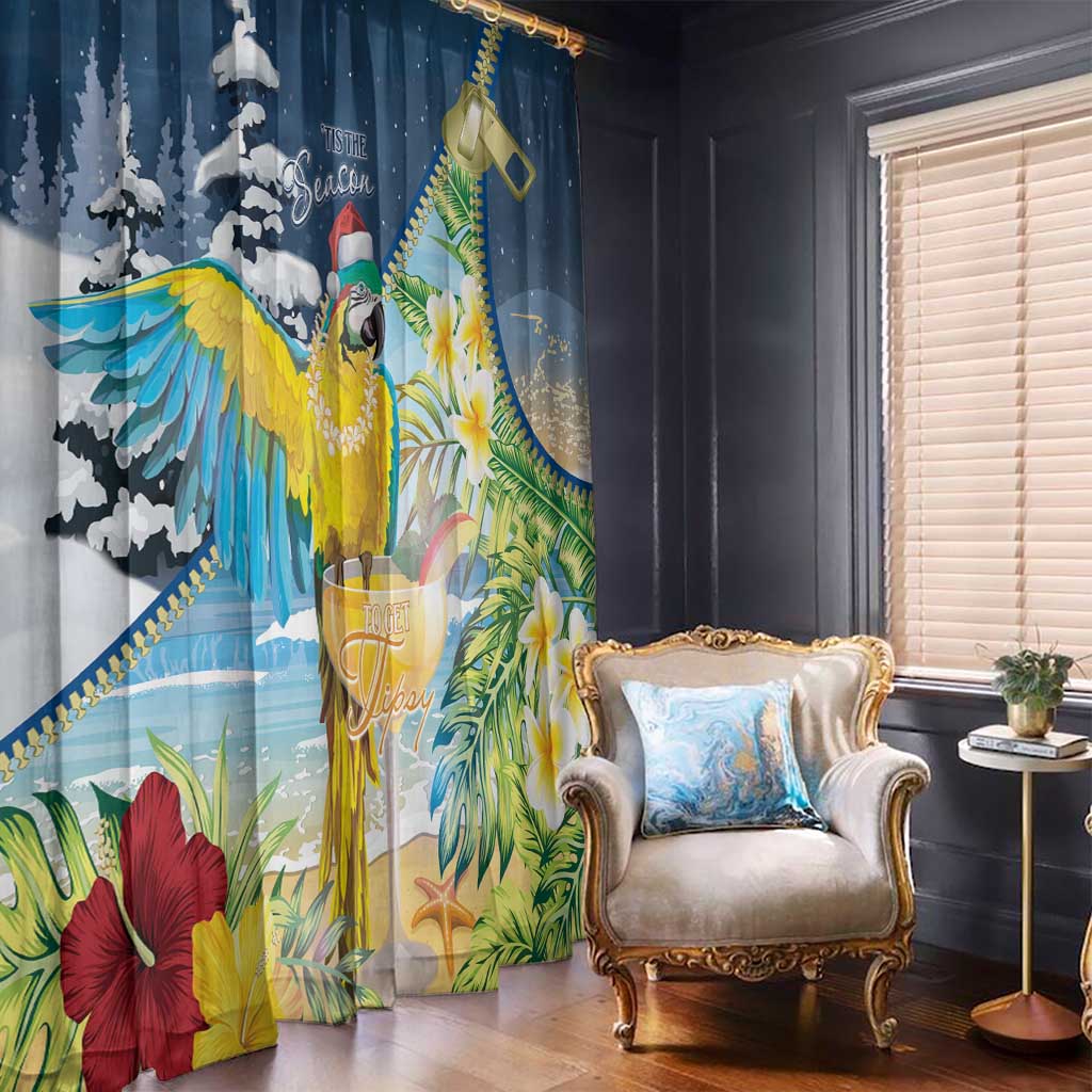 Funny Tropical Christmas Window Curtain Tis The Season To Get Tipsy - Wonder Print Shop