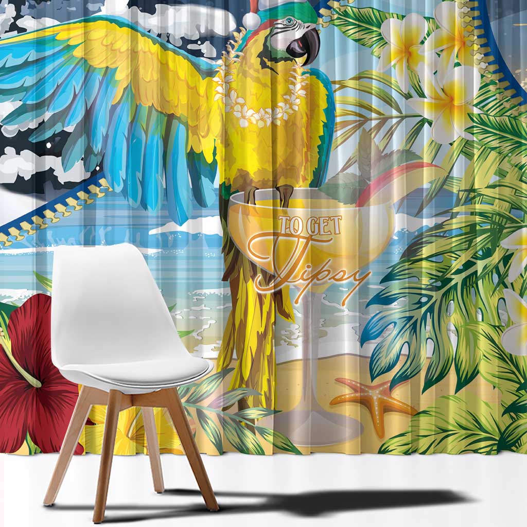 Funny Tropical Christmas Window Curtain Tis The Season To Get Tipsy - Wonder Print Shop