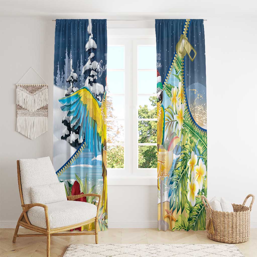 Funny Tropical Christmas Window Curtain Tis The Season To Get Tipsy - Wonder Print Shop