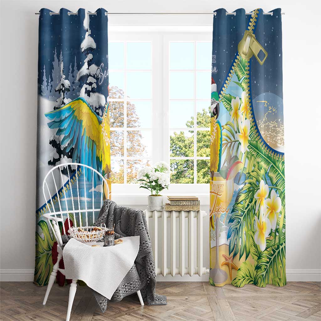 Funny Tropical Christmas Window Curtain Tis The Season To Get Tipsy - Wonder Print Shop