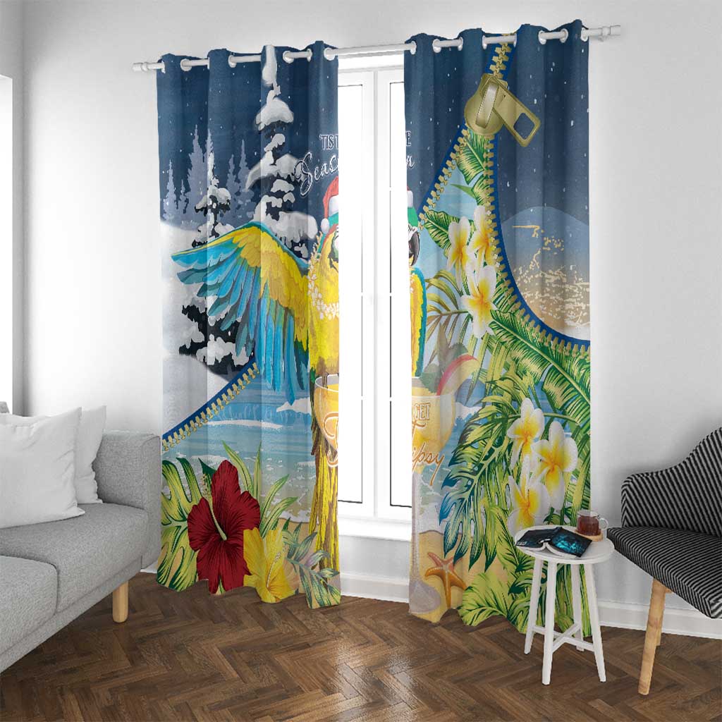 Funny Tropical Christmas Window Curtain Tis The Season To Get Tipsy - Wonder Print Shop