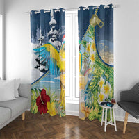 Funny Tropical Christmas Window Curtain Tis The Season To Get Tipsy - Wonder Print Shop
