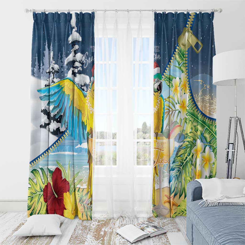 Funny Tropical Christmas Window Curtain Tis The Season To Get Tipsy - Wonder Print Shop