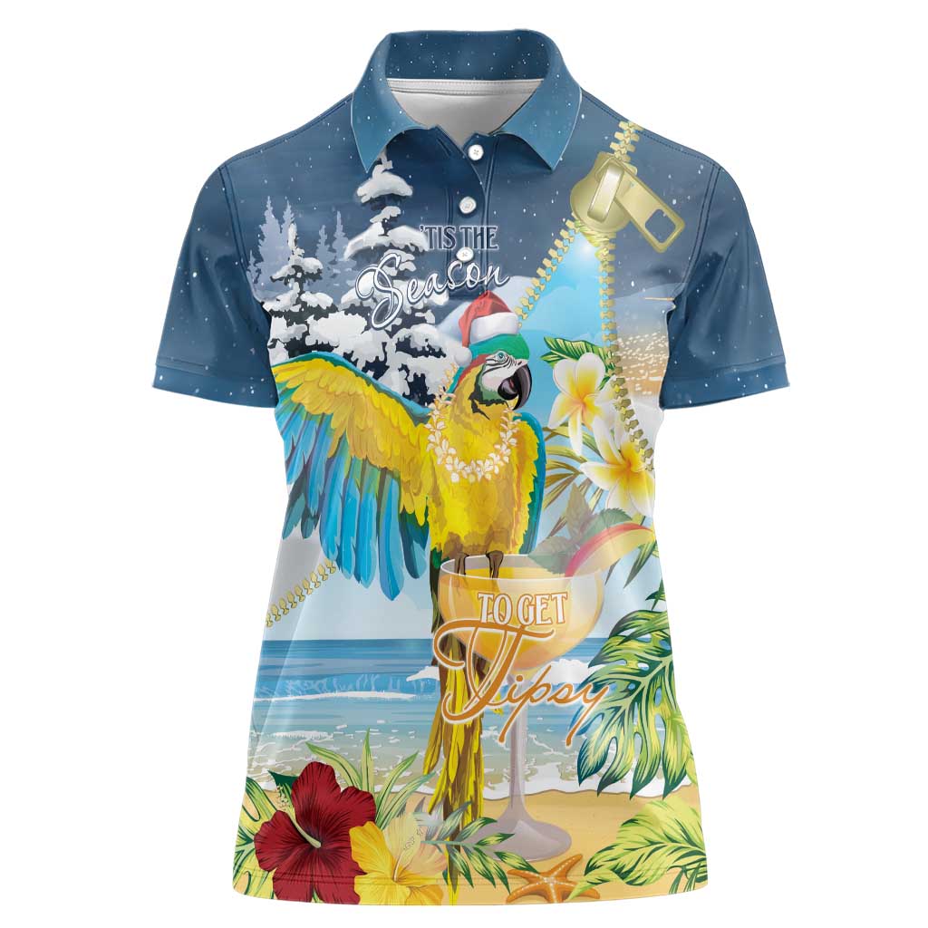 Funny Tropical Christmas Women Polo Shirt Tis The Season To Get Tipsy - Wonder Print Shop