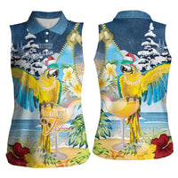 Funny Tropical Christmas Women Sleeveless Polo Shirt Tis The Season To Get Tipsy - Wonder Print Shop