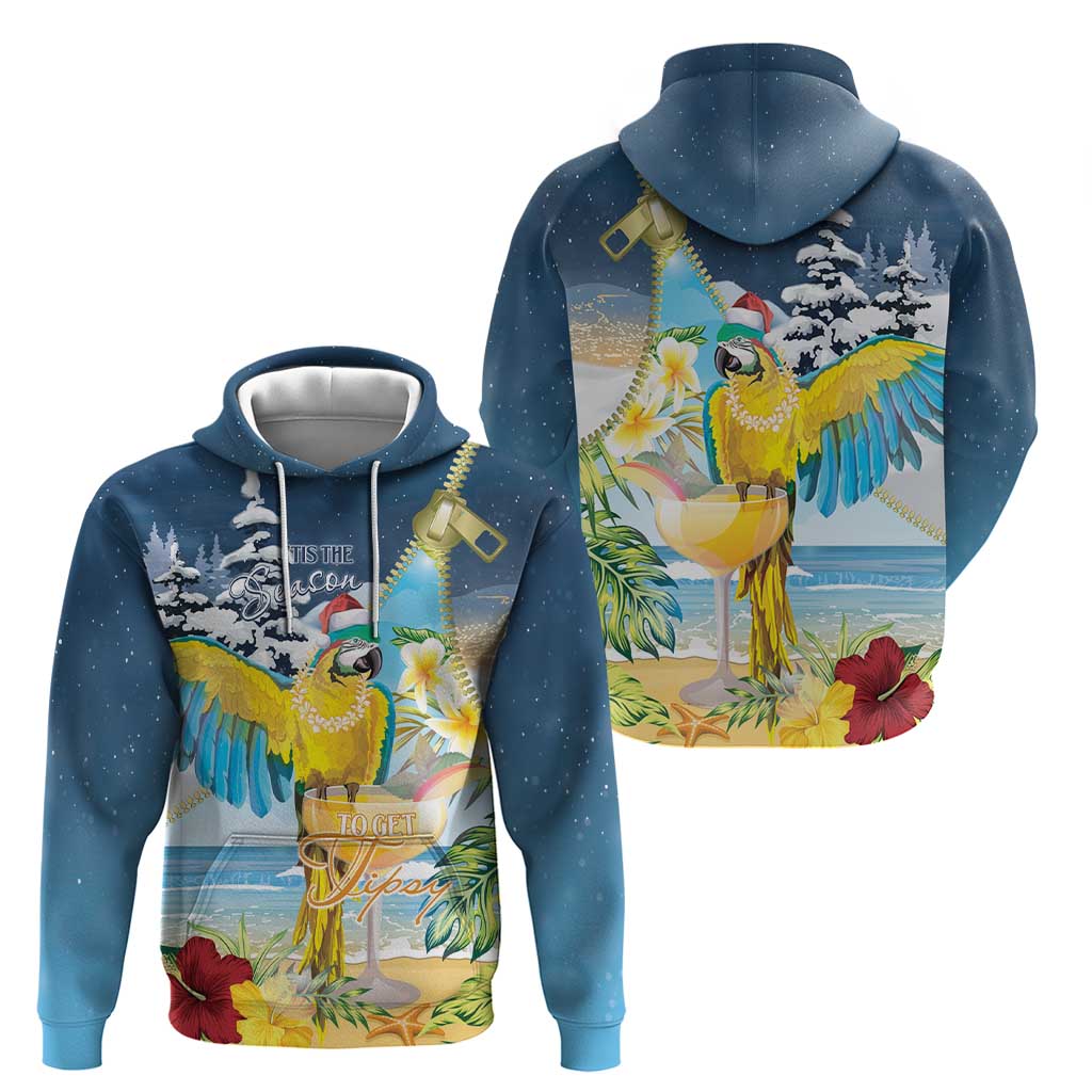 Funny Tropical Christmas Zip Hoodie Tis The Season To Get Tipsy - Wonder Print Shop