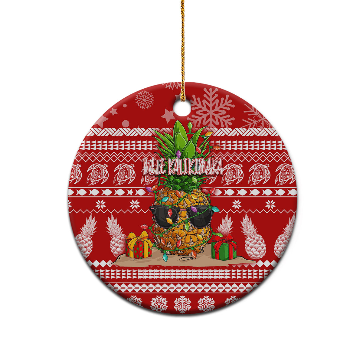 Hawaii Pineapple Christmas Ceramic Ornament Mele Kalikimaka LT7 - Wonder Print Shop