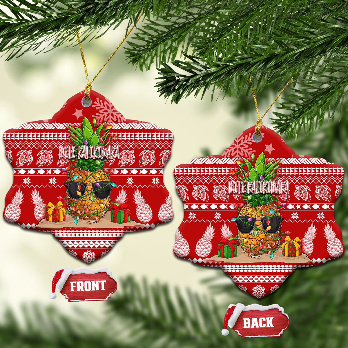 Hawaii Pineapple Christmas Ceramic Ornament Mele Kalikimaka LT7 - Wonder Print Shop
