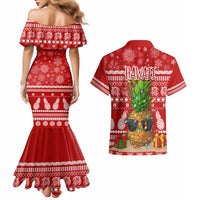 Hawaii Pineapple Christmas Couples Matching Mermaid Dress and Hawaiian Shirt Mele Kalikimaka LT7 - Wonder Print Shop